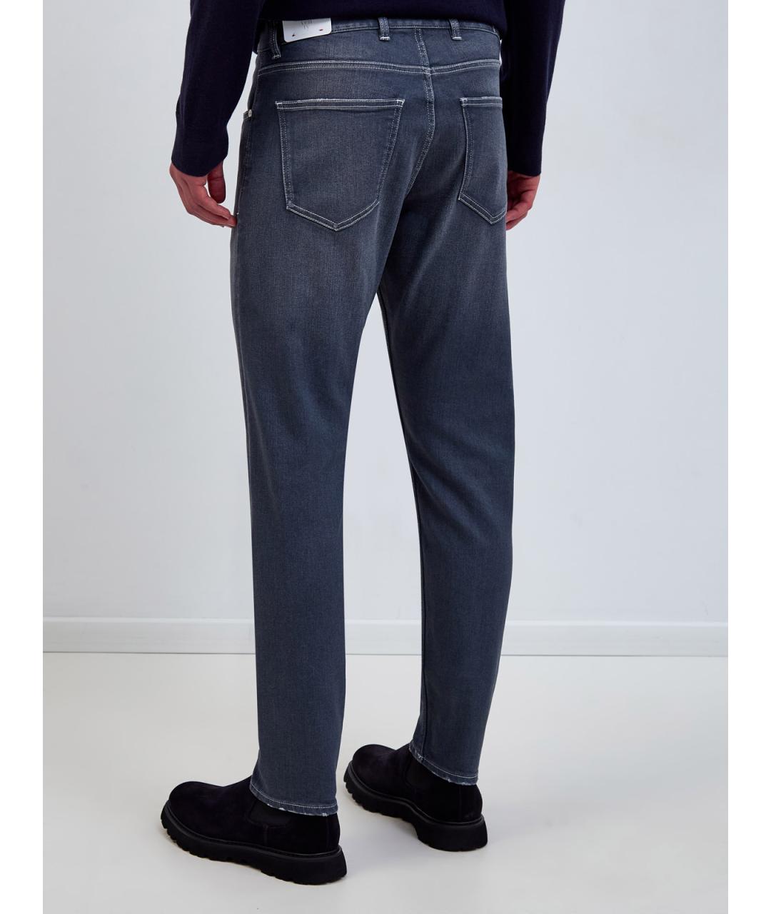 ELEVENTY Серые хлопковые прямые джинсы, фото 4