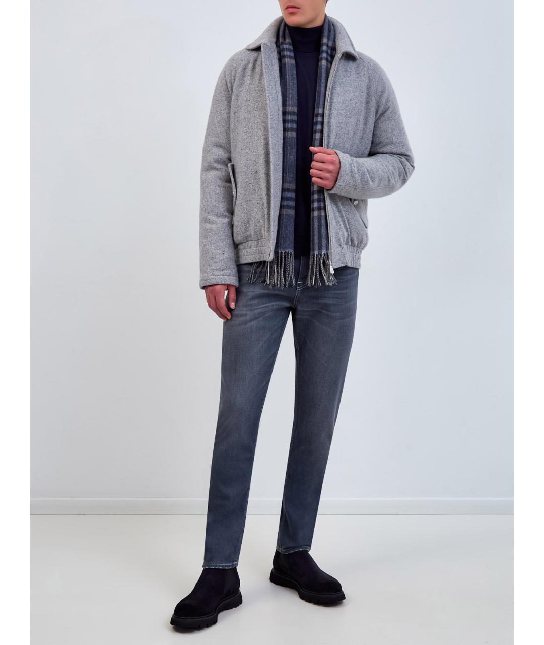 ELEVENTY Серые хлопковые прямые джинсы, фото 2