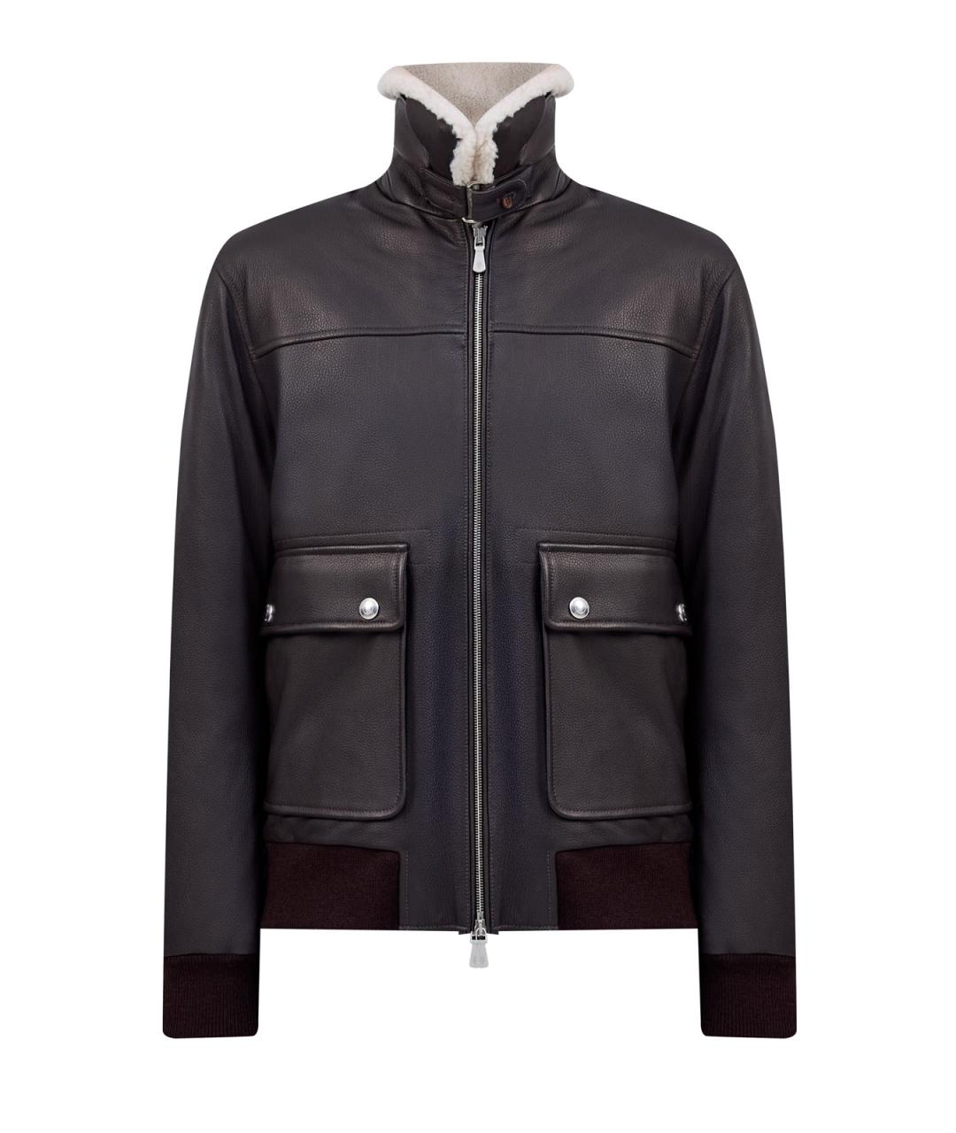 ELEVENTY Коричневая кожаная куртка, фото 1