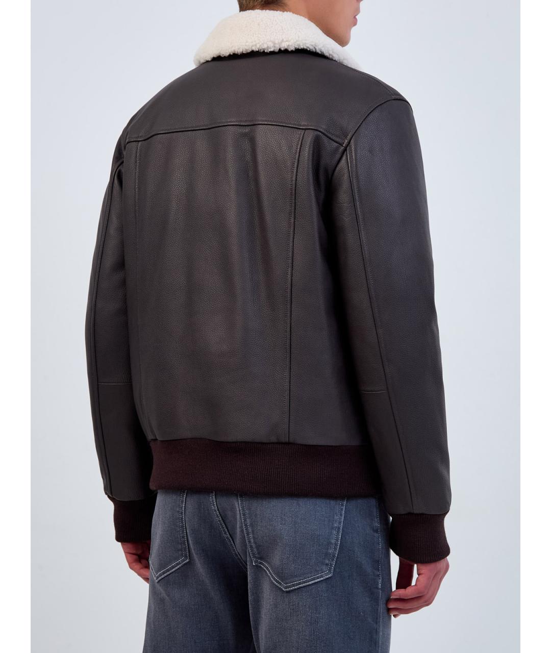 ELEVENTY Коричневая кожаная куртка, фото 4