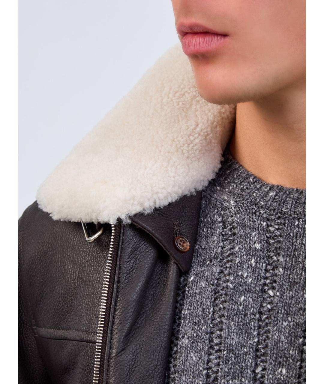 ELEVENTY Коричневая кожаная куртка, фото 5