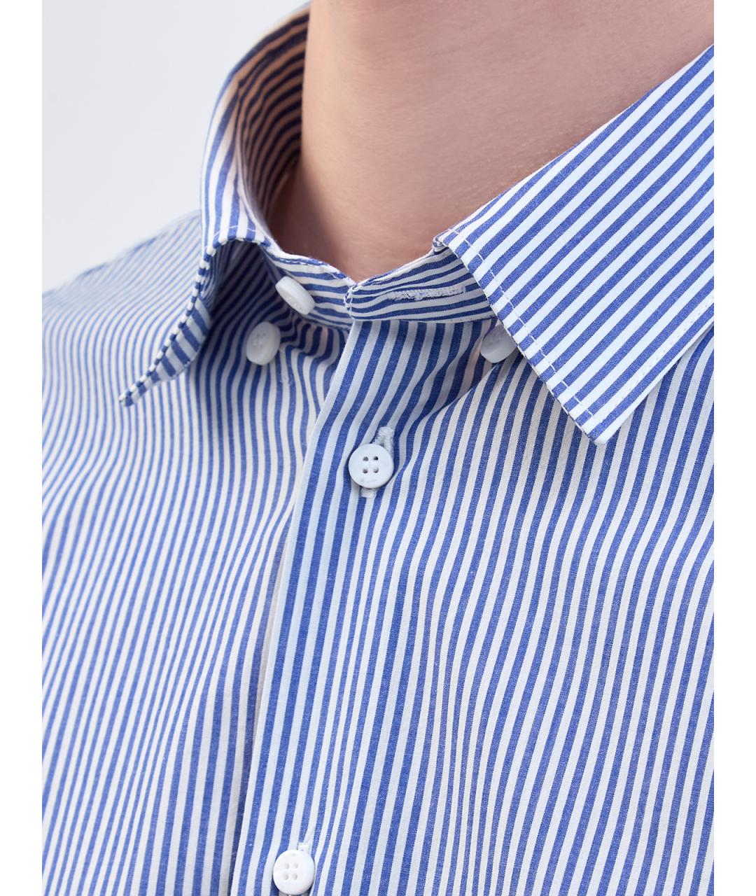 PESERICO Синяя хлопковая кэжуал рубашка, фото 3