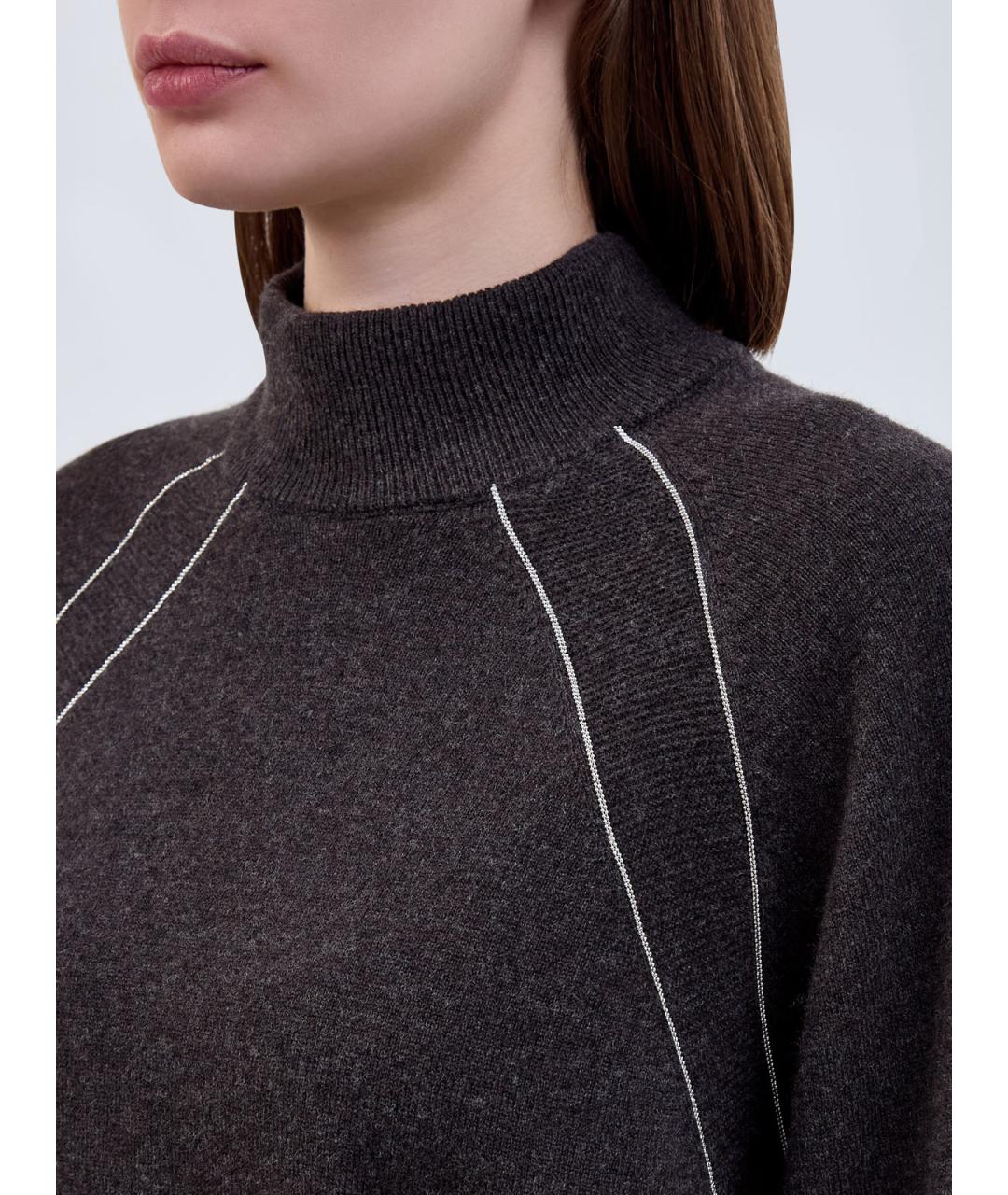 PESERICO Коричневый шерстяной джемпер / свитер, фото 5