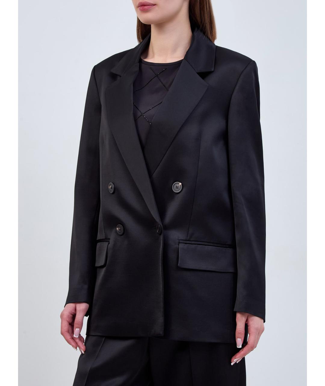 PESERICO Черный вискозный жакет/пиджак, фото 3