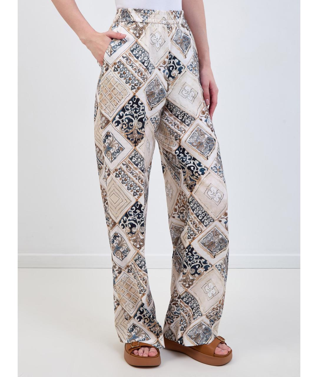 ELEVENTY Мульти льняные прямые брюки, фото 3