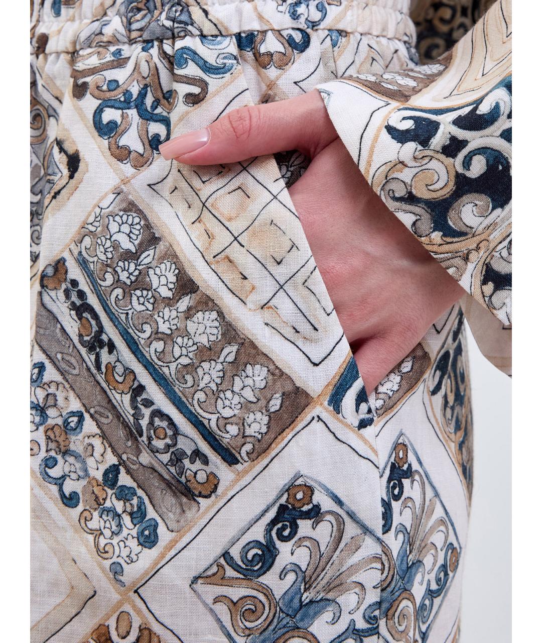 ELEVENTY Мульти льняные прямые брюки, фото 5