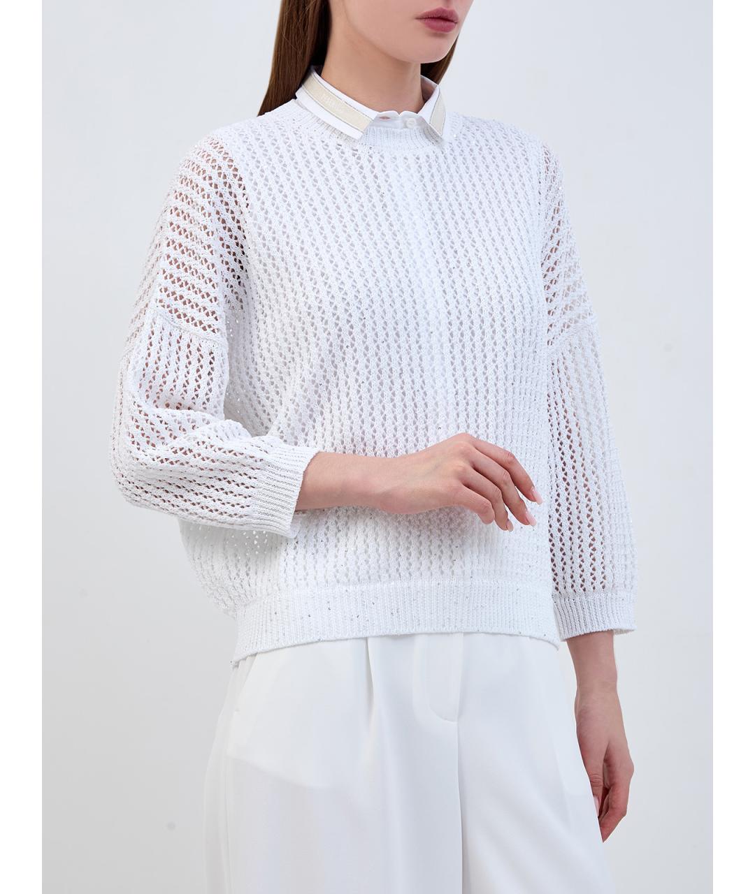 PESERICO Белый хлопковый джемпер / свитер, фото 3