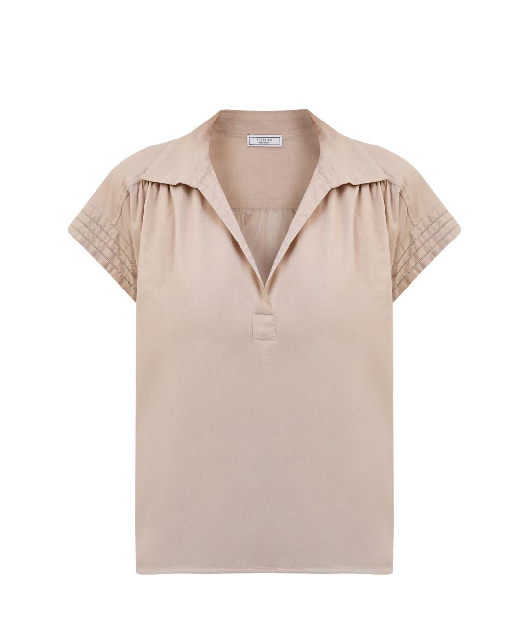 PESERICO Бежевая хлопковая рубашка, фото 1