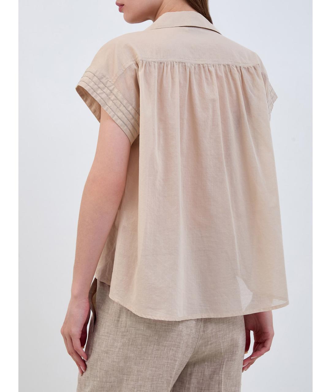 PESERICO Бежевая хлопковая рубашка, фото 4