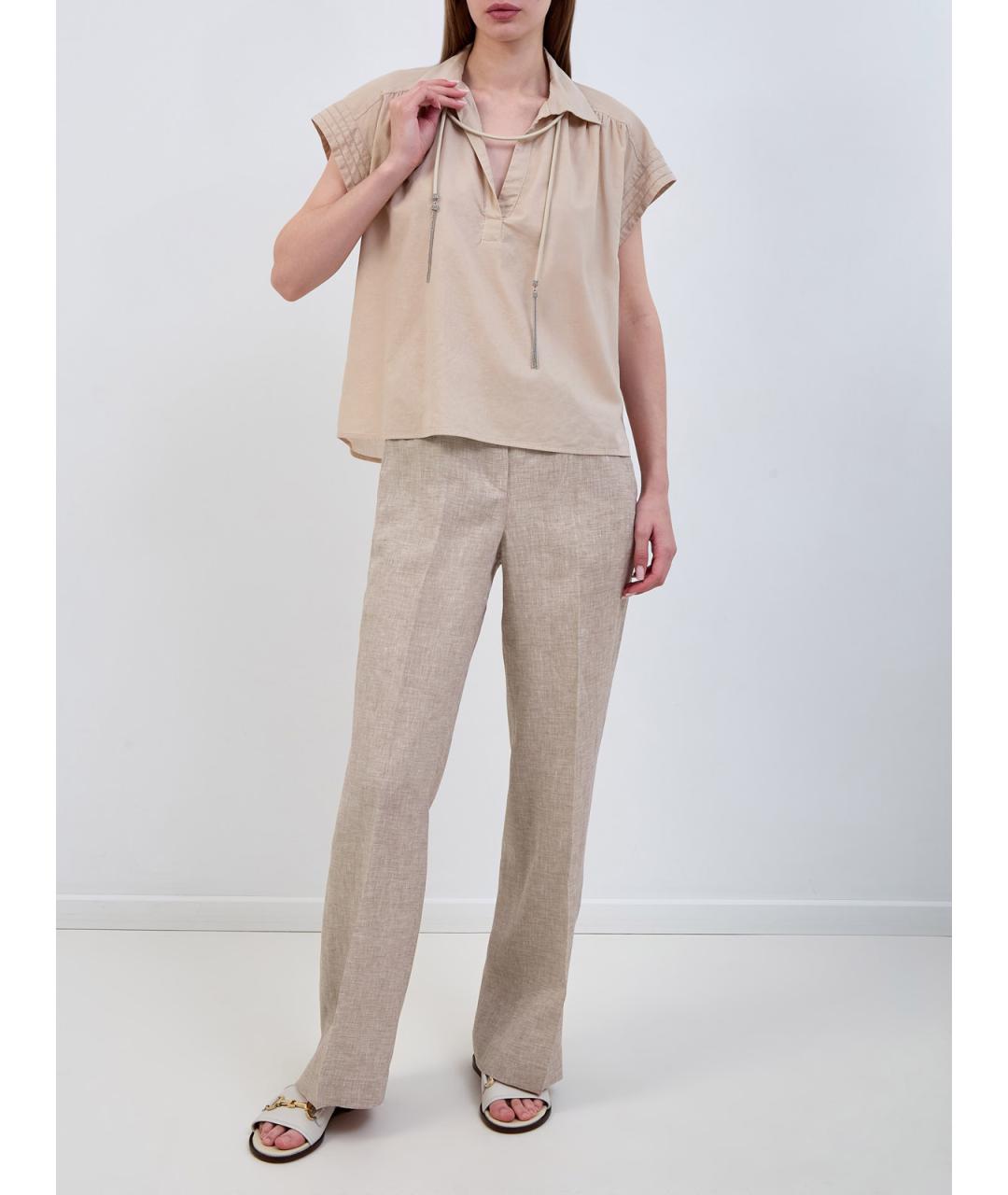 PESERICO Бежевая хлопковая рубашка, фото 2