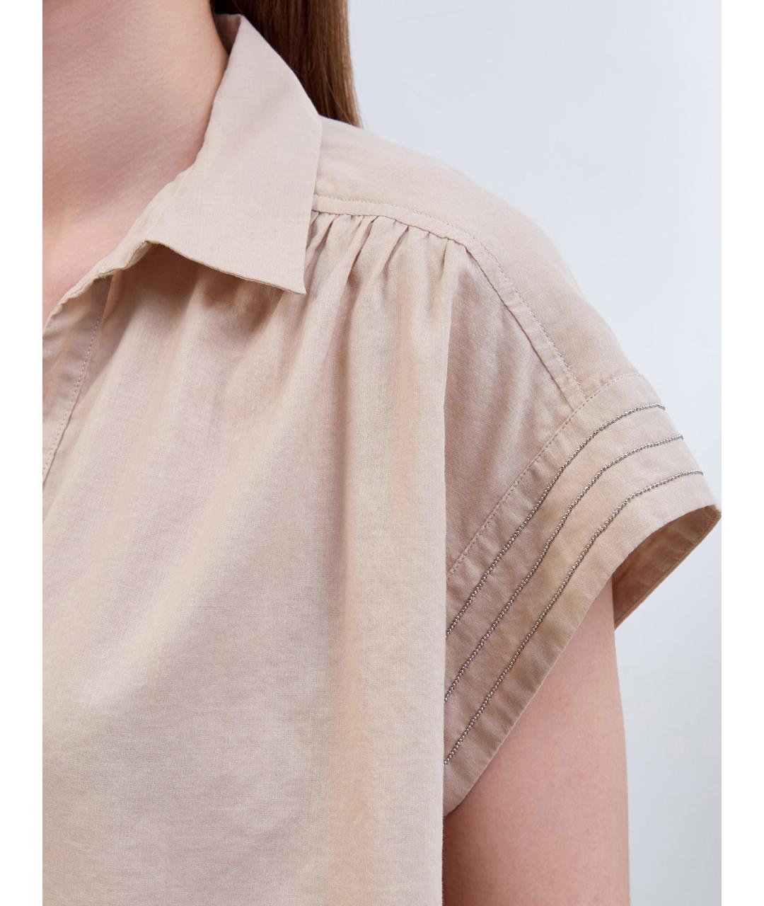 PESERICO Бежевая хлопковая рубашка, фото 5