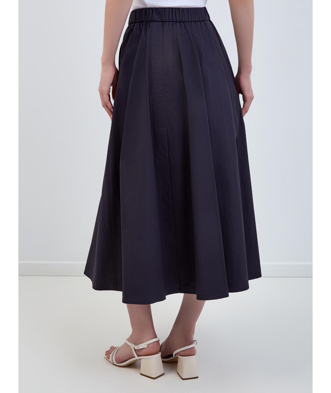 PESERICO Синяя хлопковая юбка макси, фото 4