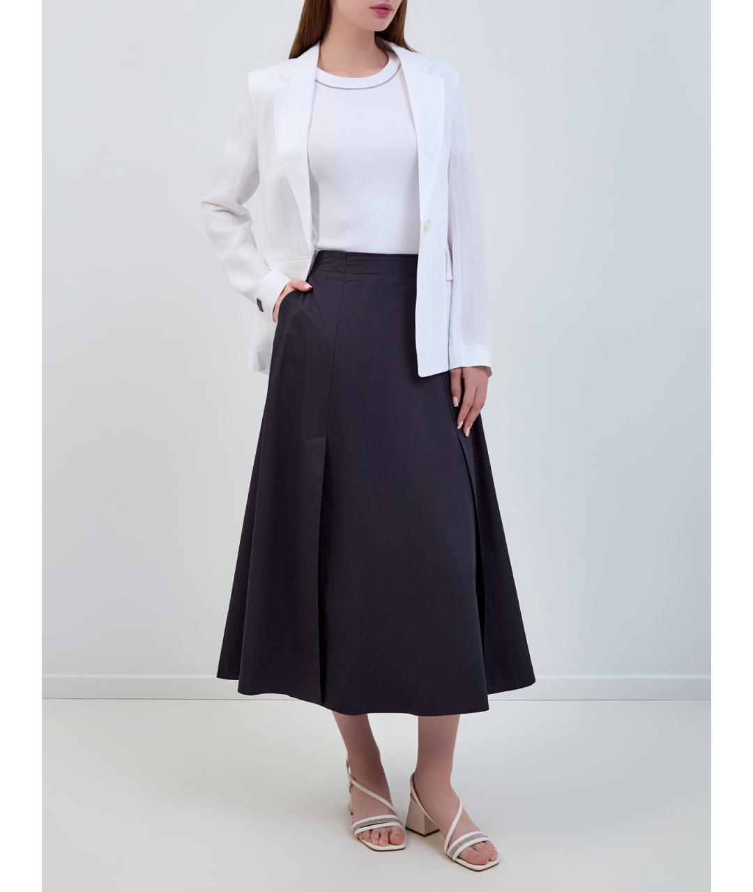 PESERICO Синяя хлопковая юбка макси, фото 2