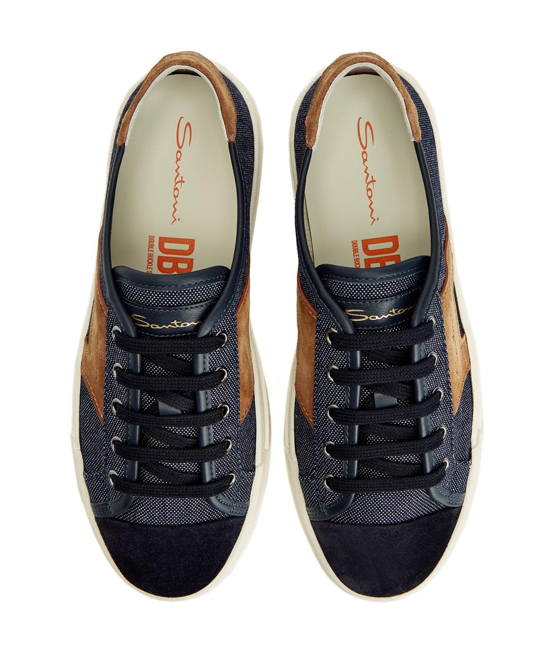 SANTONI Синие текстильные низкие кроссовки / кеды, фото 6