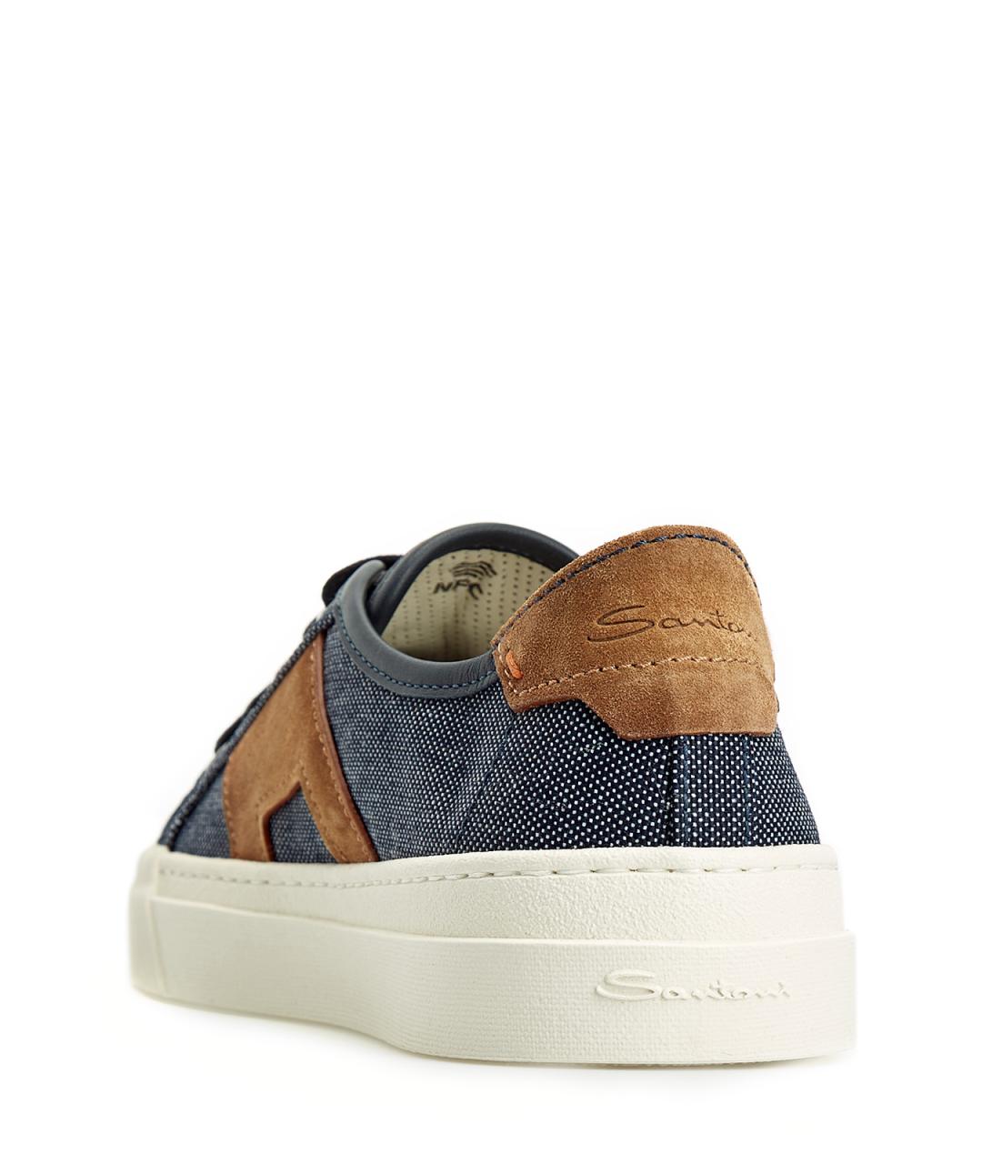 SANTONI Синие текстильные низкие кроссовки / кеды, фото 4