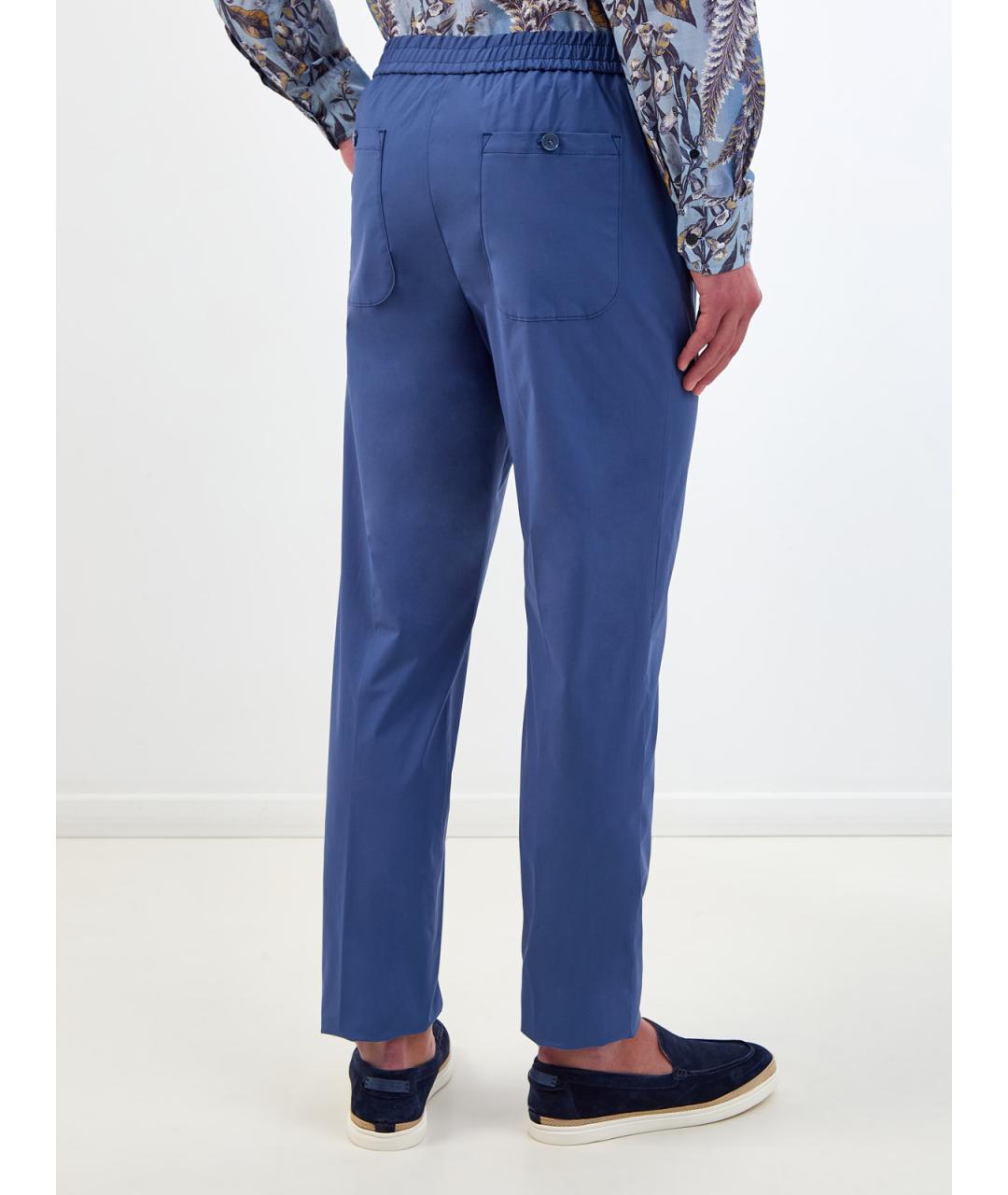 ETRO Синие хлопковые повседневные брюки, фото 4