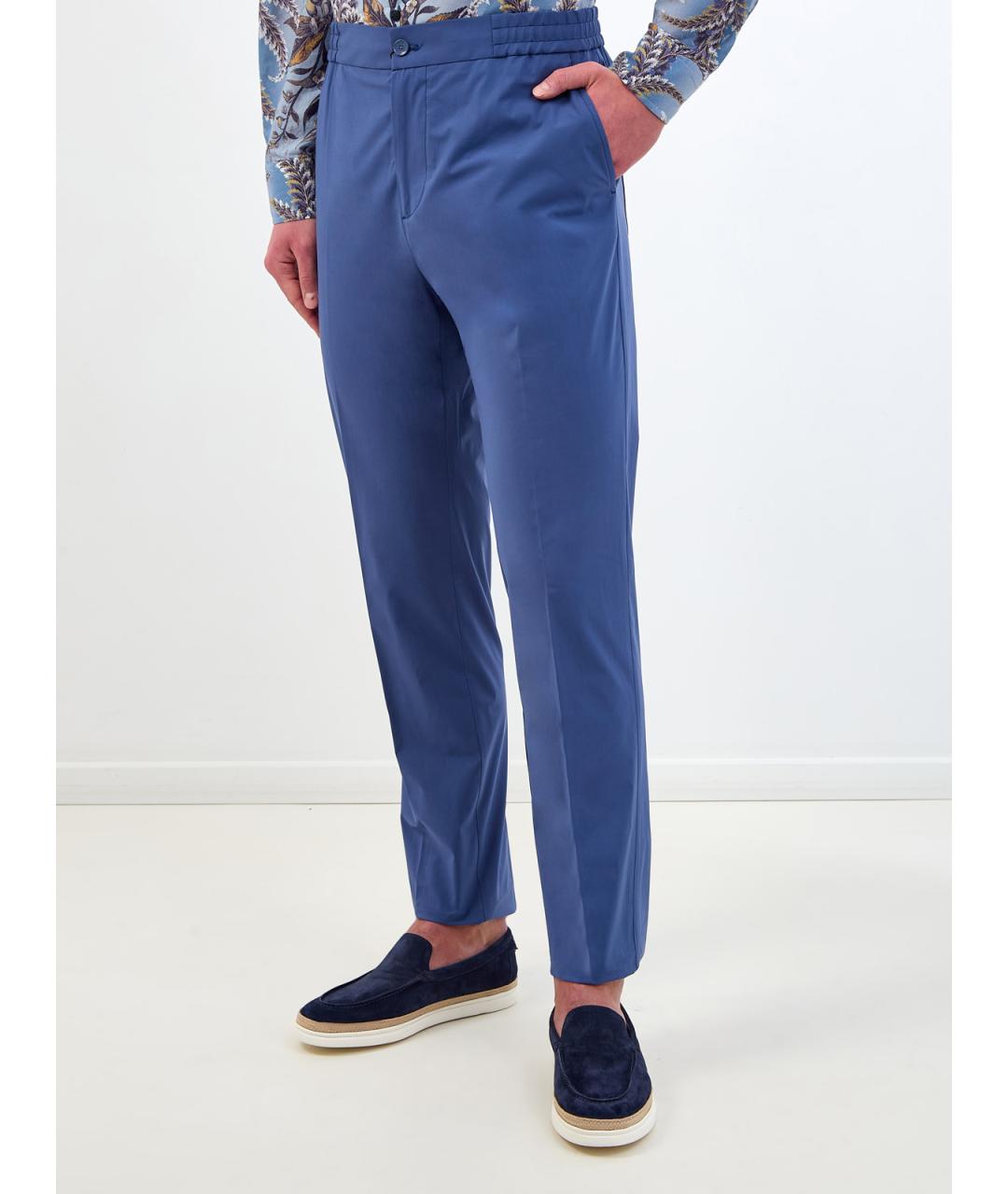 ETRO Синие хлопковые повседневные брюки, фото 3
