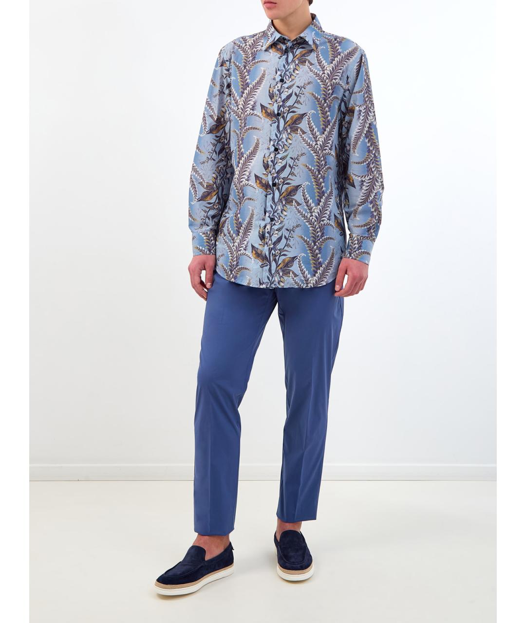 ETRO Синие хлопковые повседневные брюки, фото 2