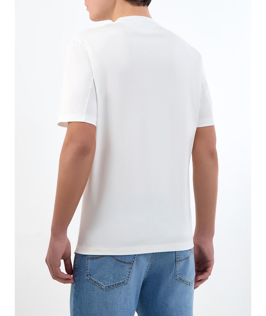 BRUNELLO CUCINELLI Белая хлопковая футболка, фото 4