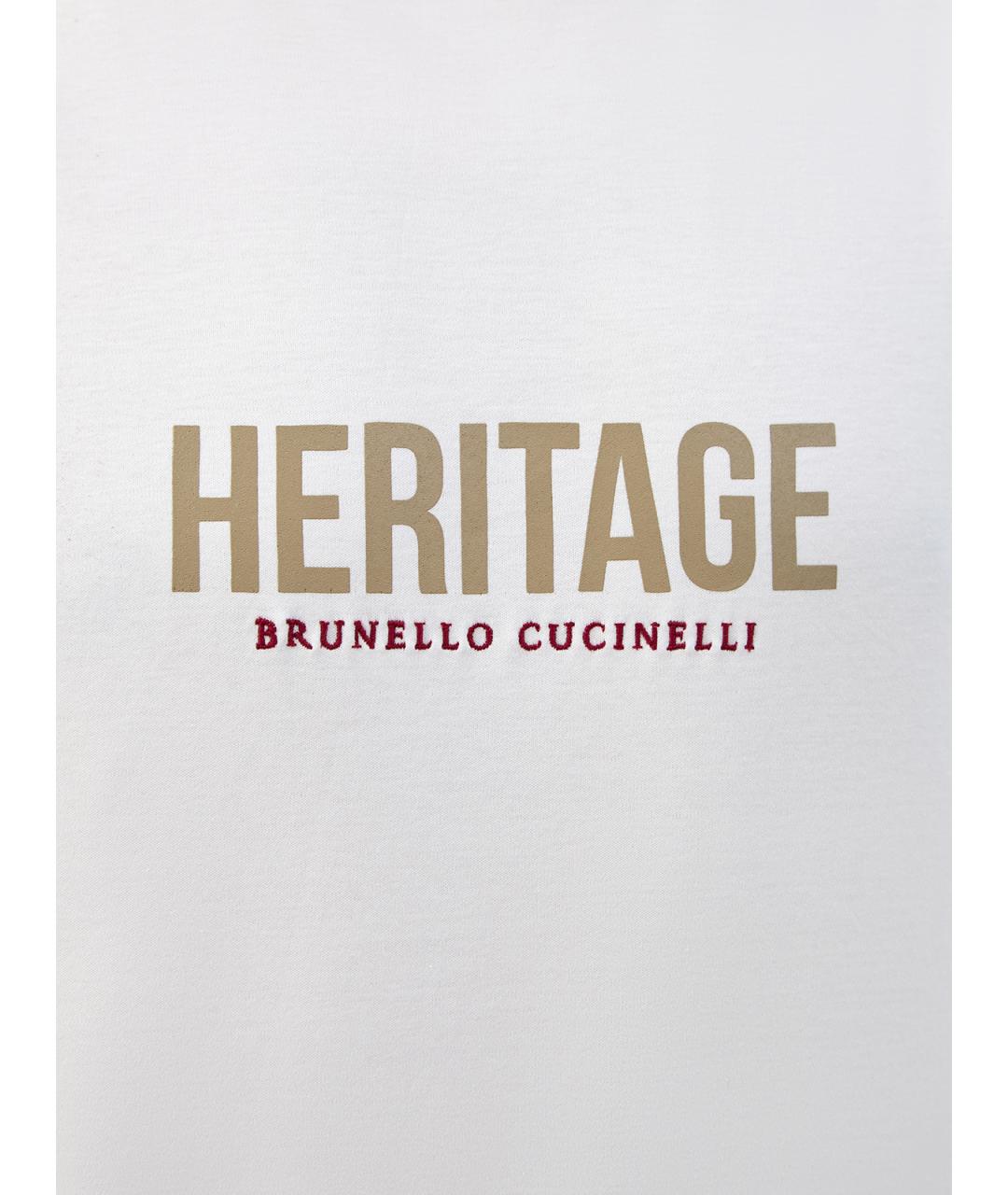 BRUNELLO CUCINELLI Белая хлопковая футболка, фото 5