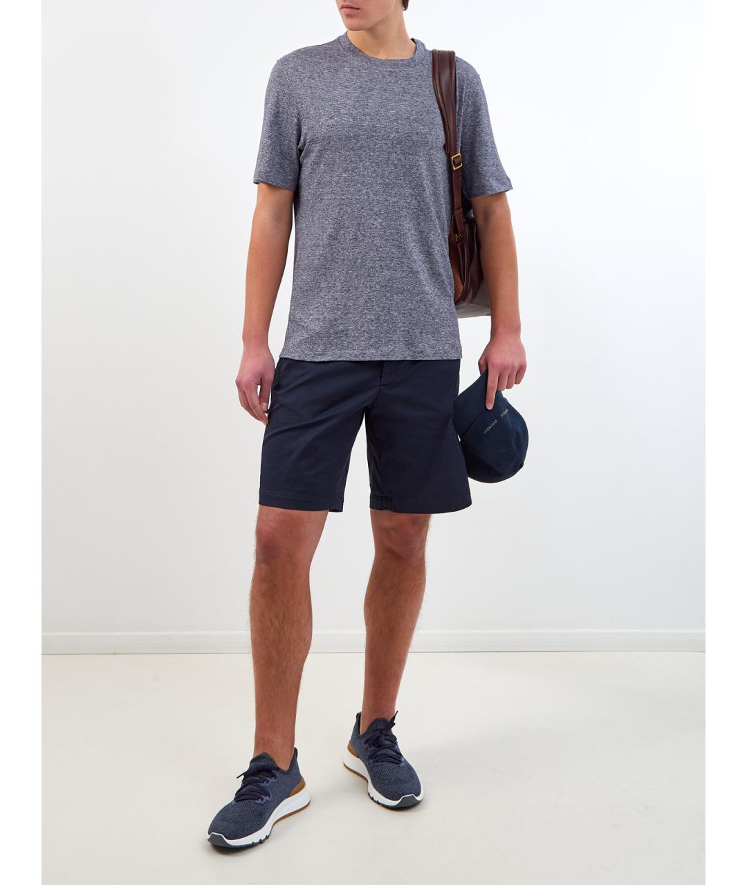 BRUNELLO CUCINELLI Синие хлопковые шорты, фото 2