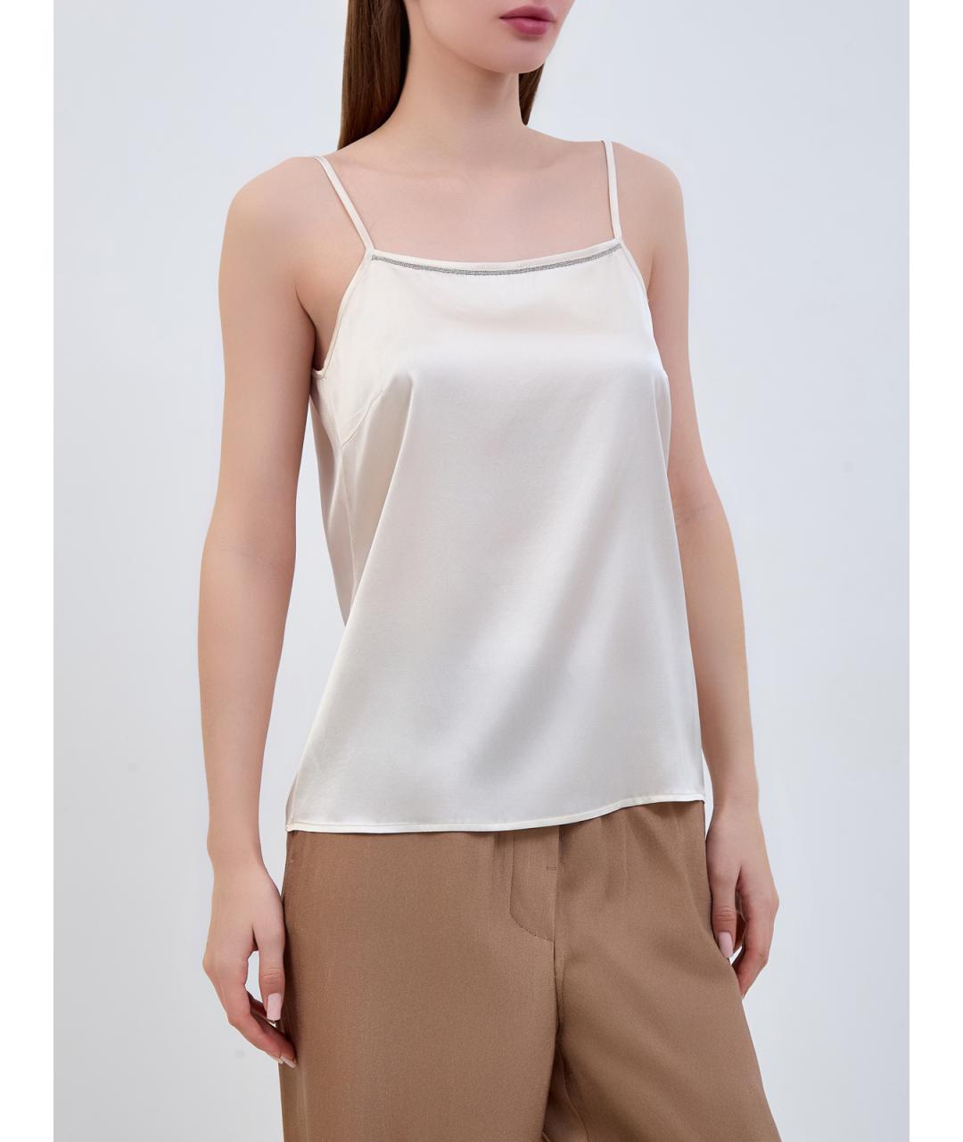 PESERICO Бежевая шелковая майка, фото 3