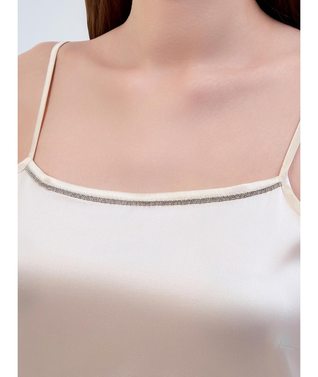 PESERICO Бежевая шелковая майка, фото 5