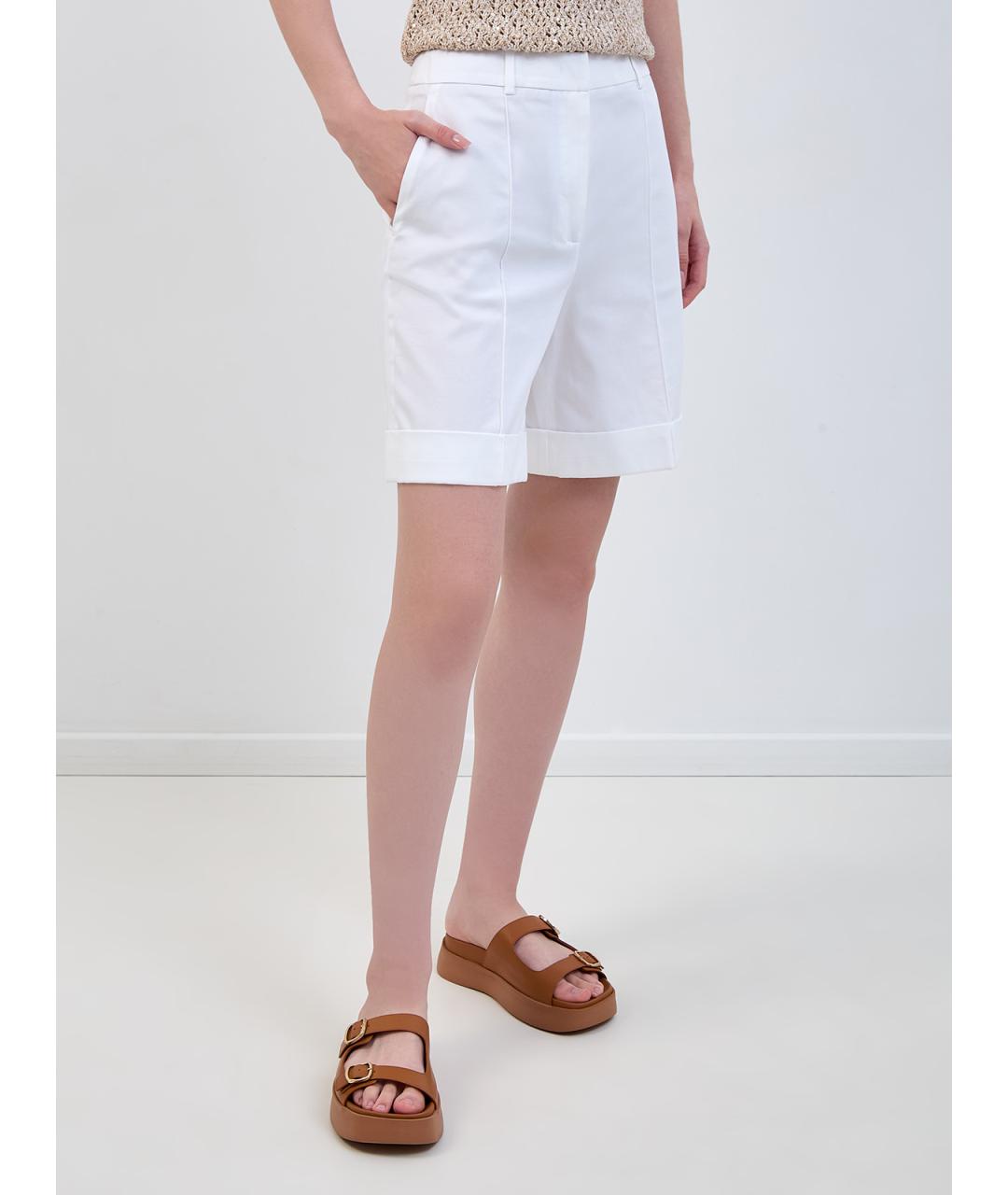 ELEVENTY Белые хлопковые шорты, фото 3