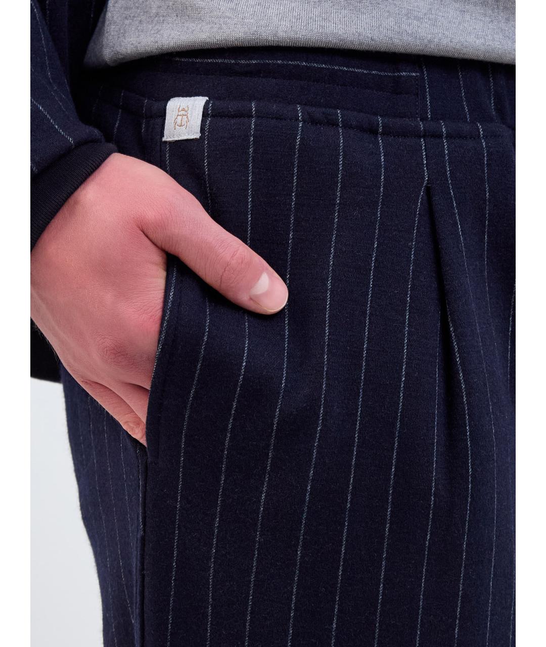 CAPOBIANCO Темно-синие шерстяные повседневные брюки, фото 5