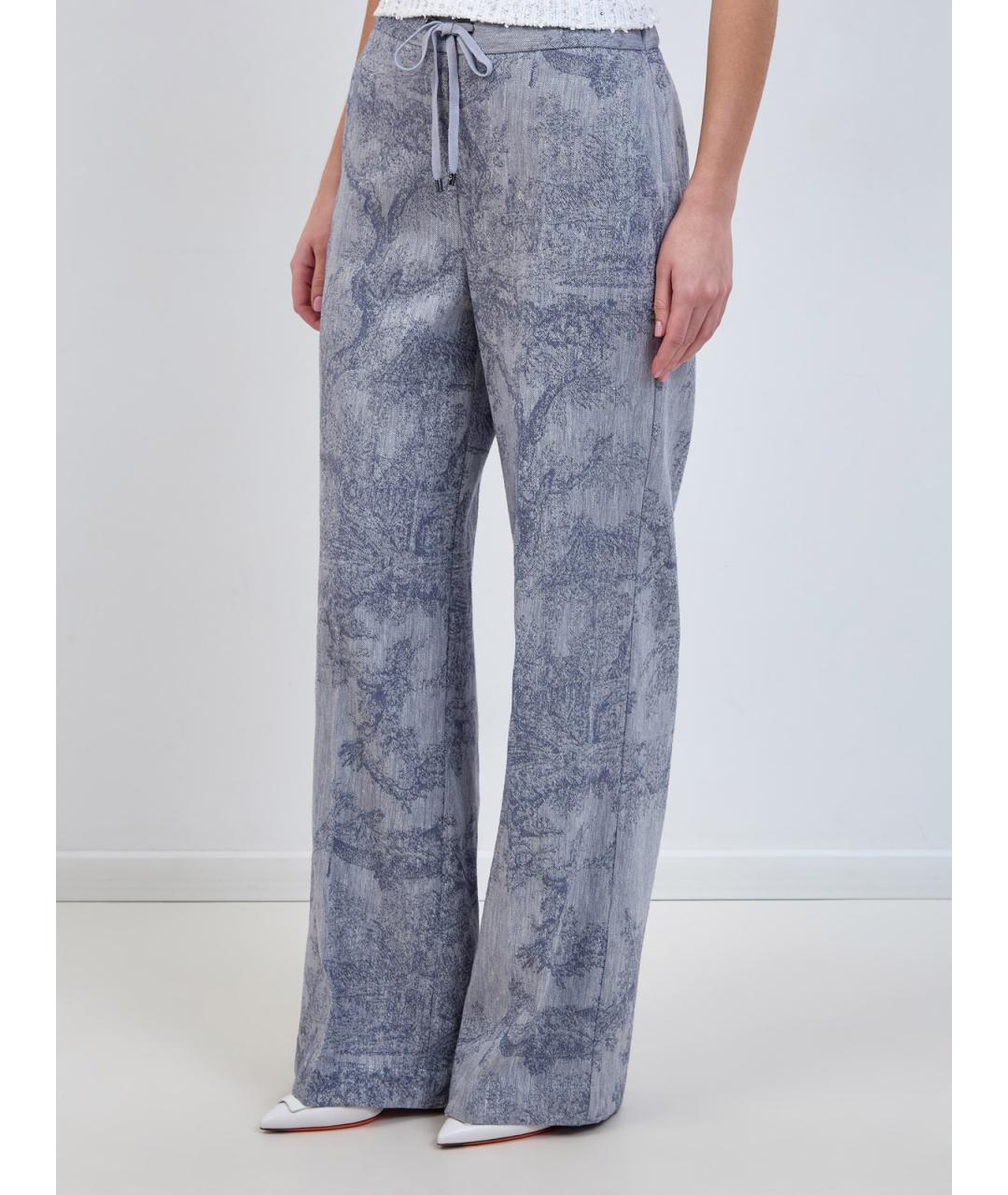 LORENA ANTONIAZZI Голубые хлопковые прямые брюки, фото 3