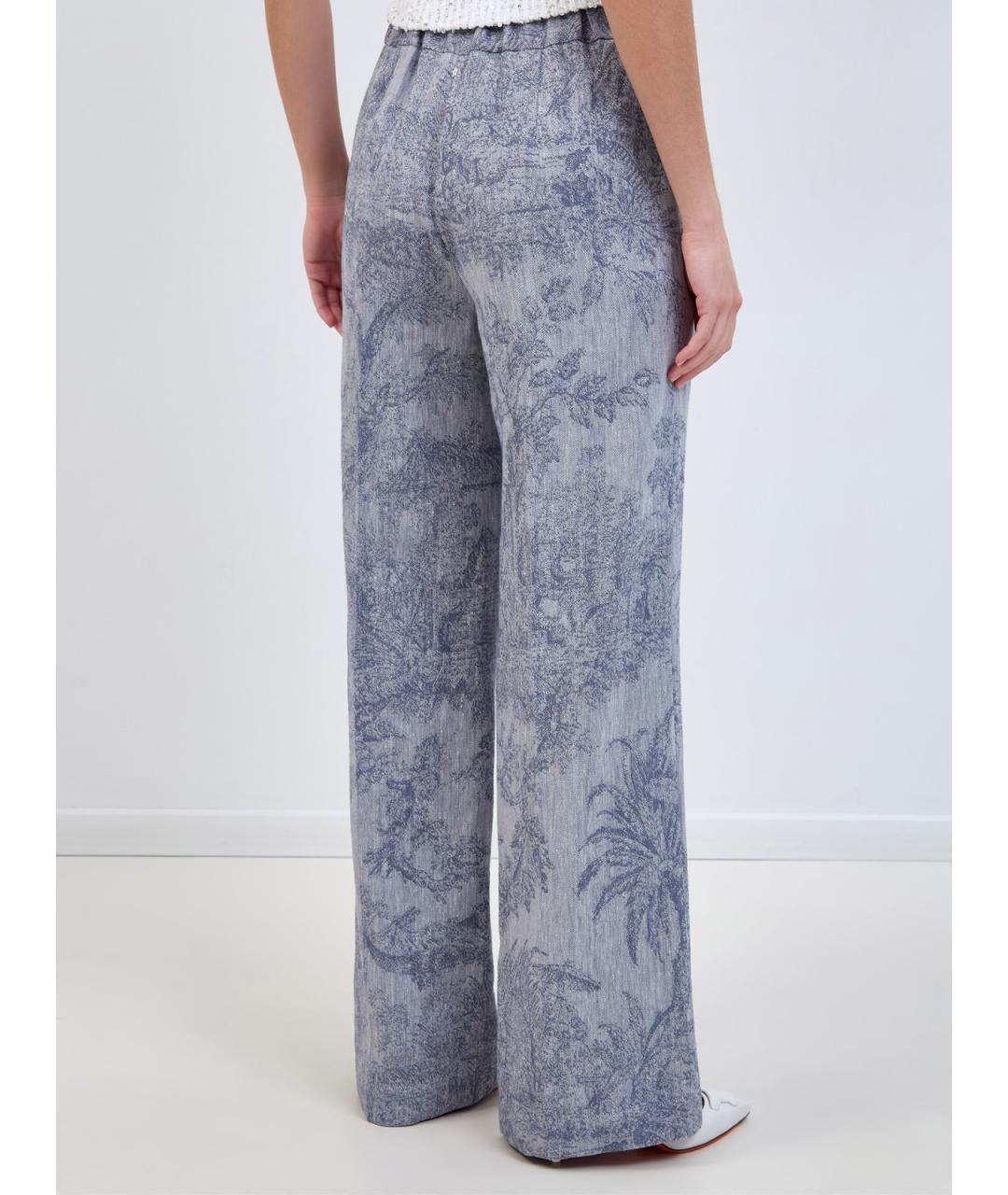 LORENA ANTONIAZZI Голубые хлопковые прямые брюки, фото 4