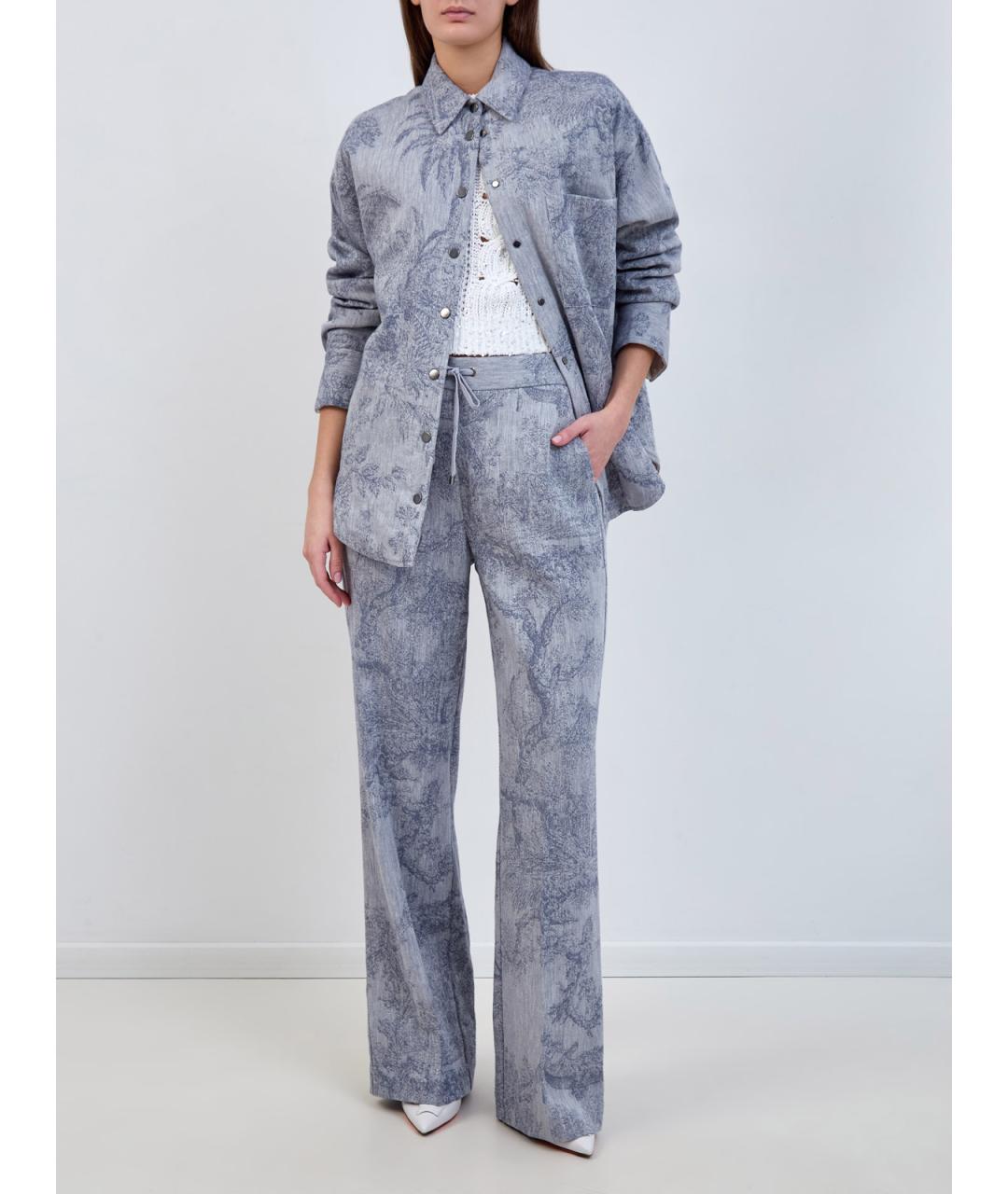 LORENA ANTONIAZZI Голубые хлопковые прямые брюки, фото 2