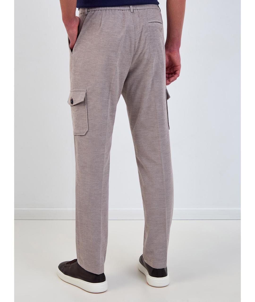 CAPOBIANCO Бежевые хлопковые повседневные брюки, фото 4