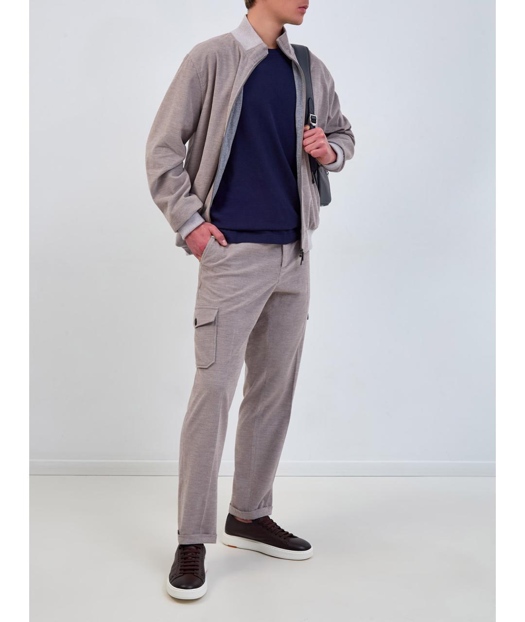 CAPOBIANCO Бежевые хлопковые повседневные брюки, фото 2