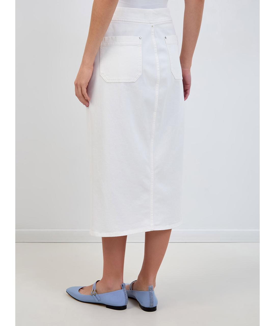 LORENA ANTONIAZZI Белая хлопковая юбка миди, фото 4