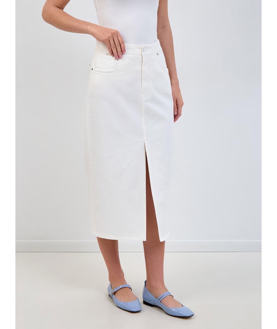 LORENA ANTONIAZZI Белая хлопковая юбка миди, фото 3