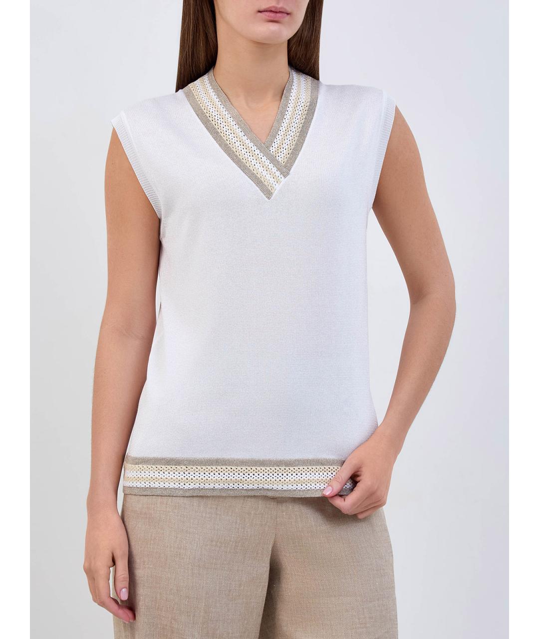 LORENA ANTONIAZZI Белая вискозная жилетка, фото 3