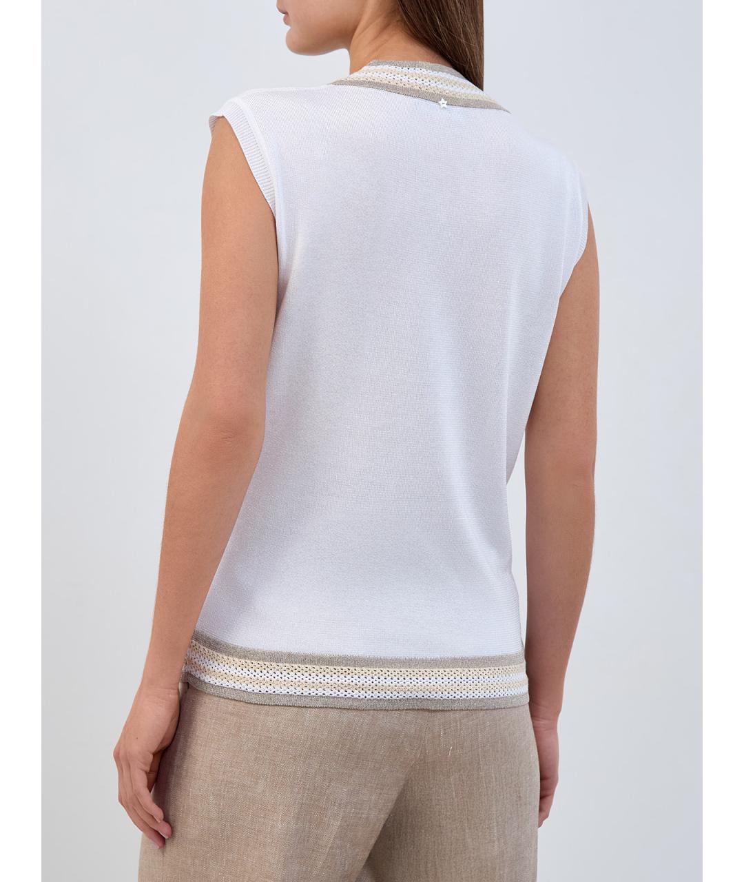 LORENA ANTONIAZZI Белая вискозная жилетка, фото 4