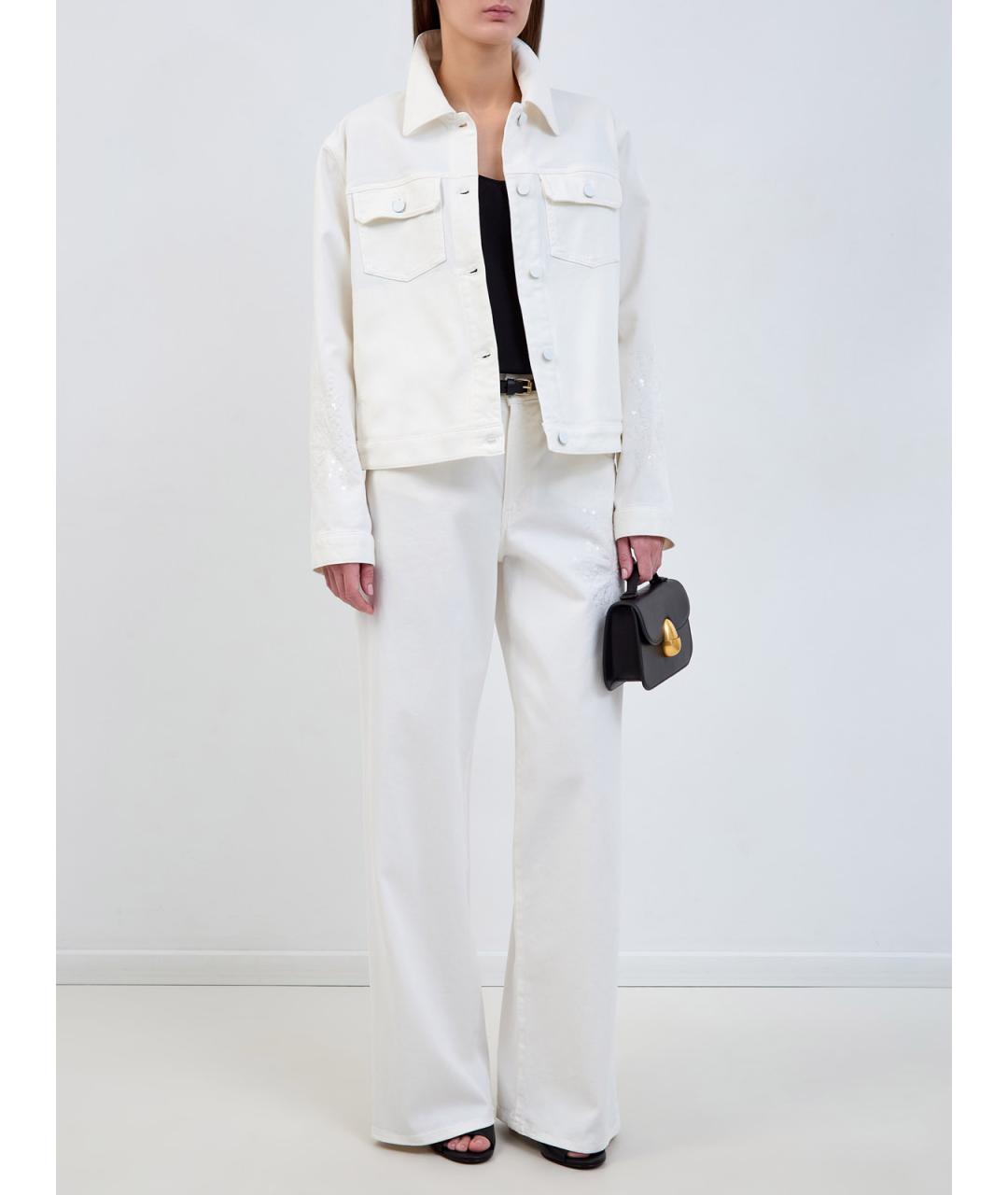 LORENA ANTONIAZZI Белые хлопковые прямые джинсы, фото 2