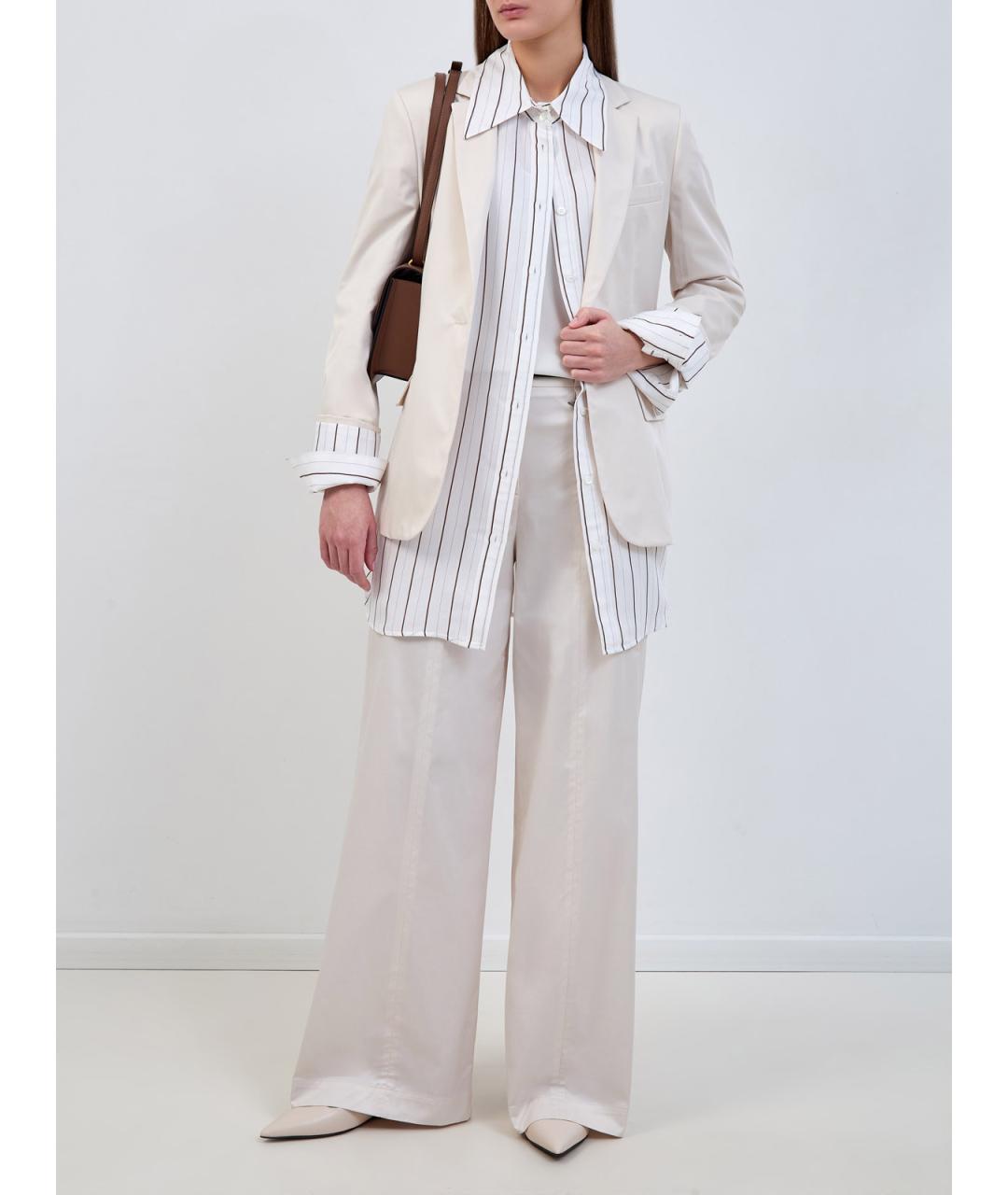 LORENA ANTONIAZZI Бежевые хлопковые брюки широкие, фото 2