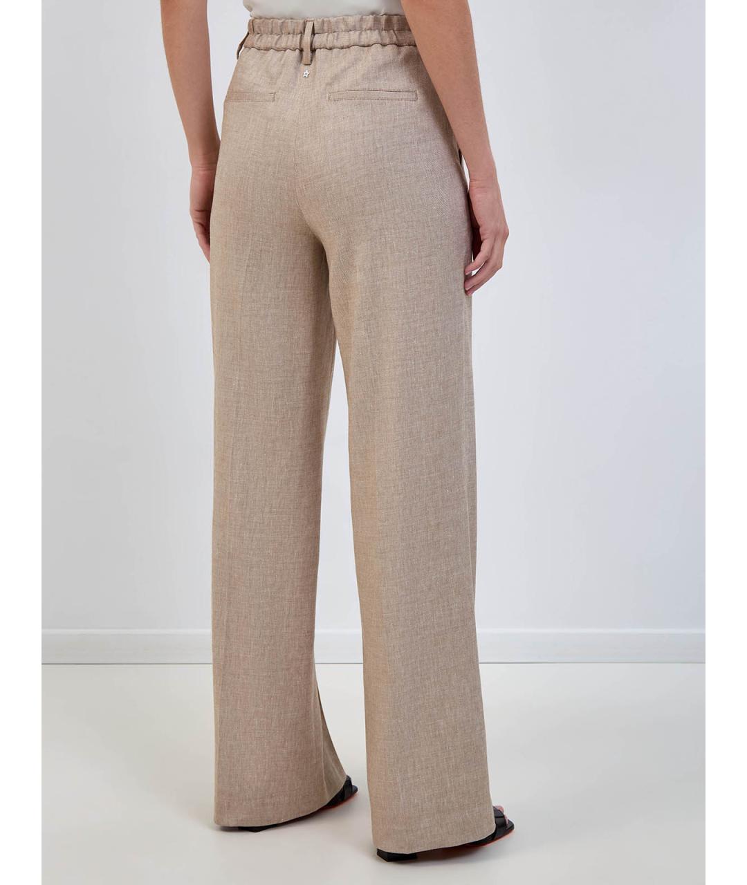 LORENA ANTONIAZZI Бежевые льняные прямые брюки, фото 4