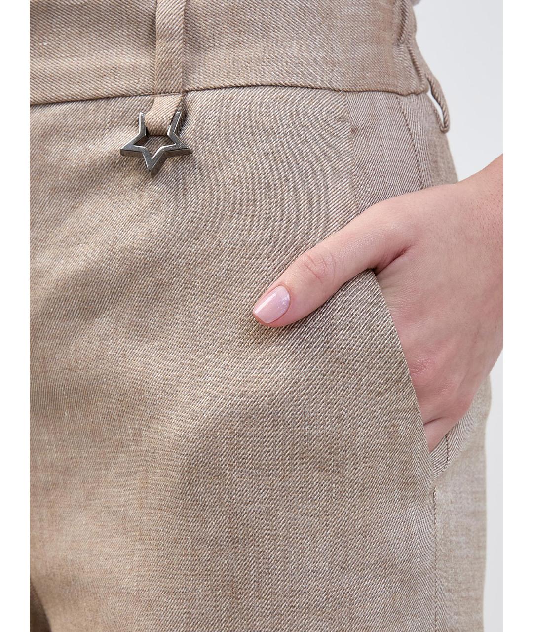 LORENA ANTONIAZZI Бежевые льняные прямые брюки, фото 5