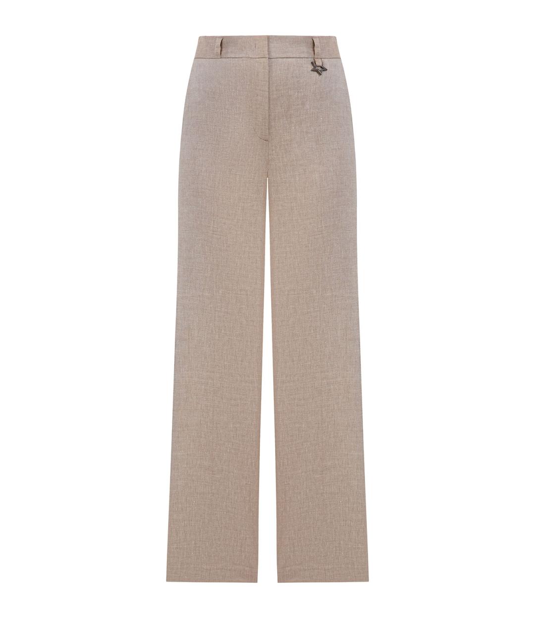 LORENA ANTONIAZZI Бежевые льняные прямые брюки, фото 1