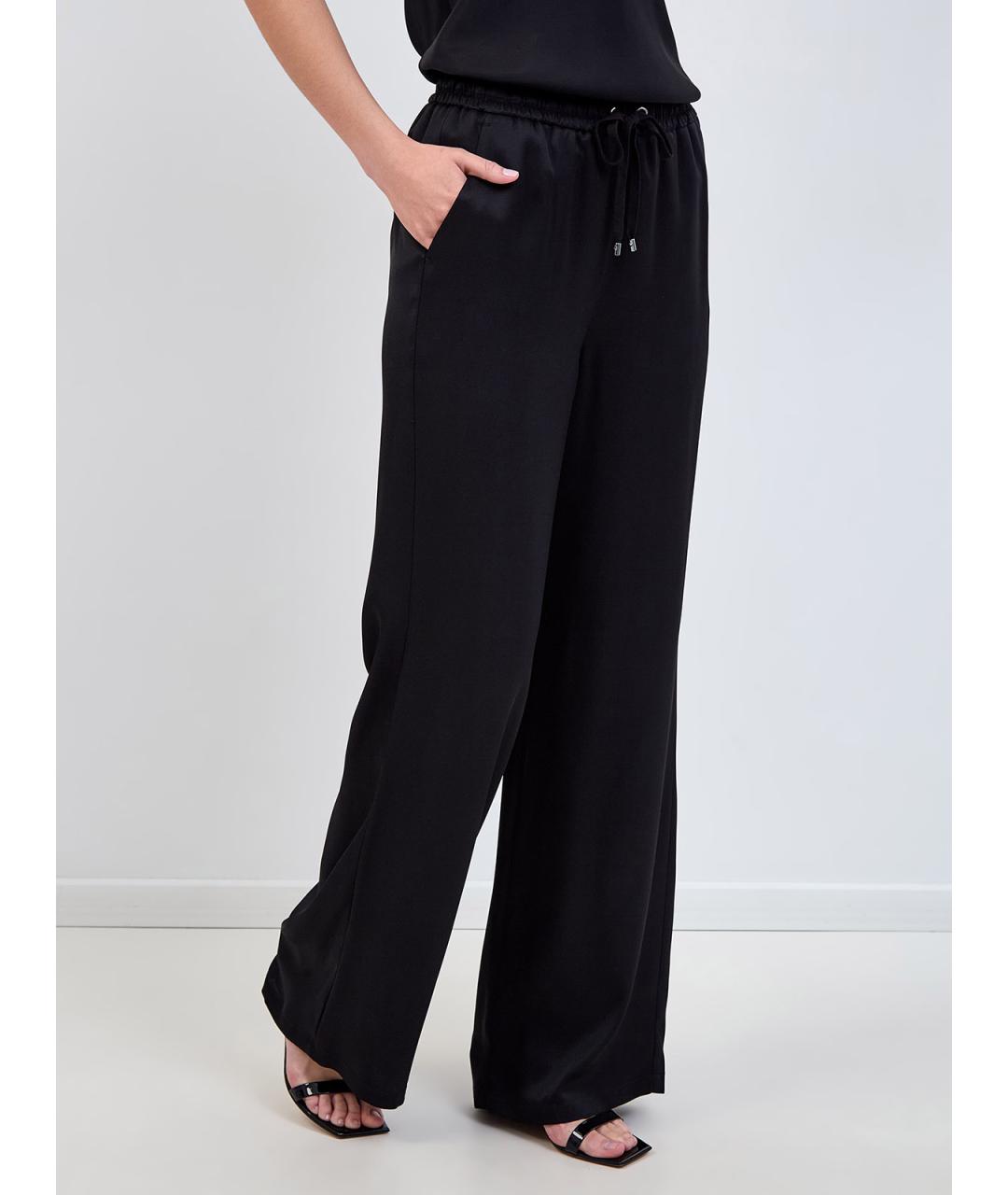 LORENA ANTONIAZZI Черные ацетатные брюки широкие, фото 3