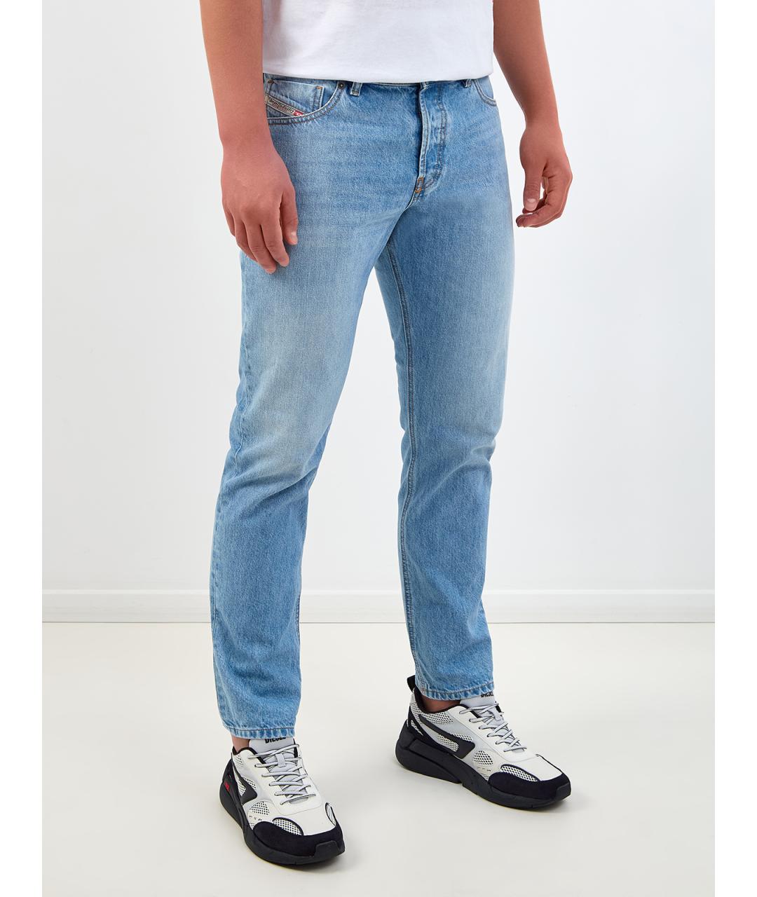 DIESEL Голубые хлопковые прямые джинсы, фото 3