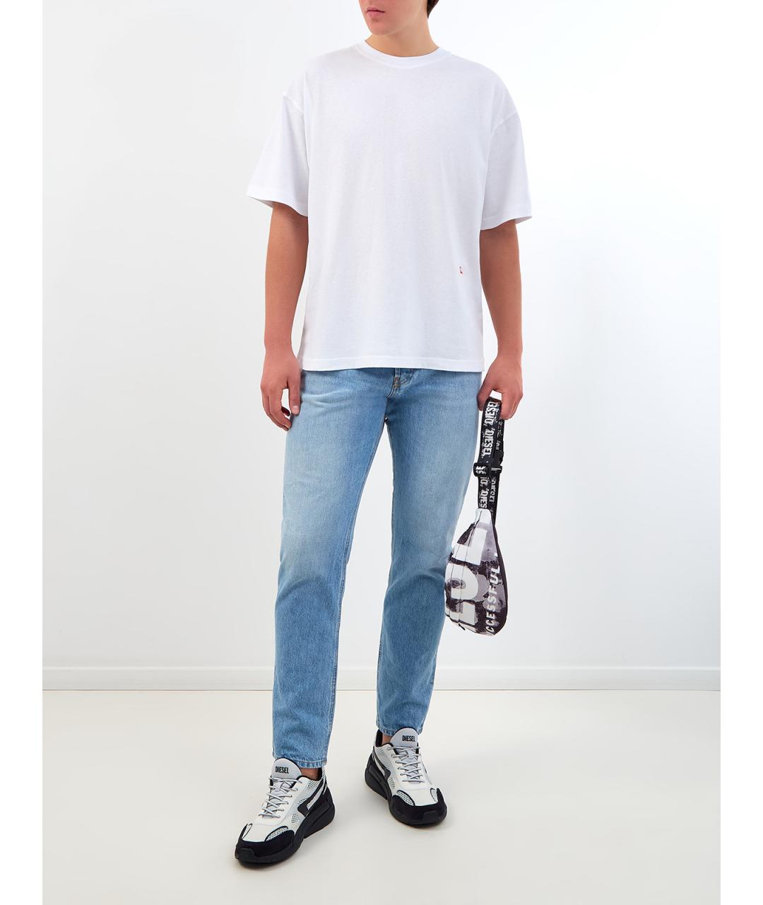 DIESEL Голубые хлопковые прямые джинсы, фото 2