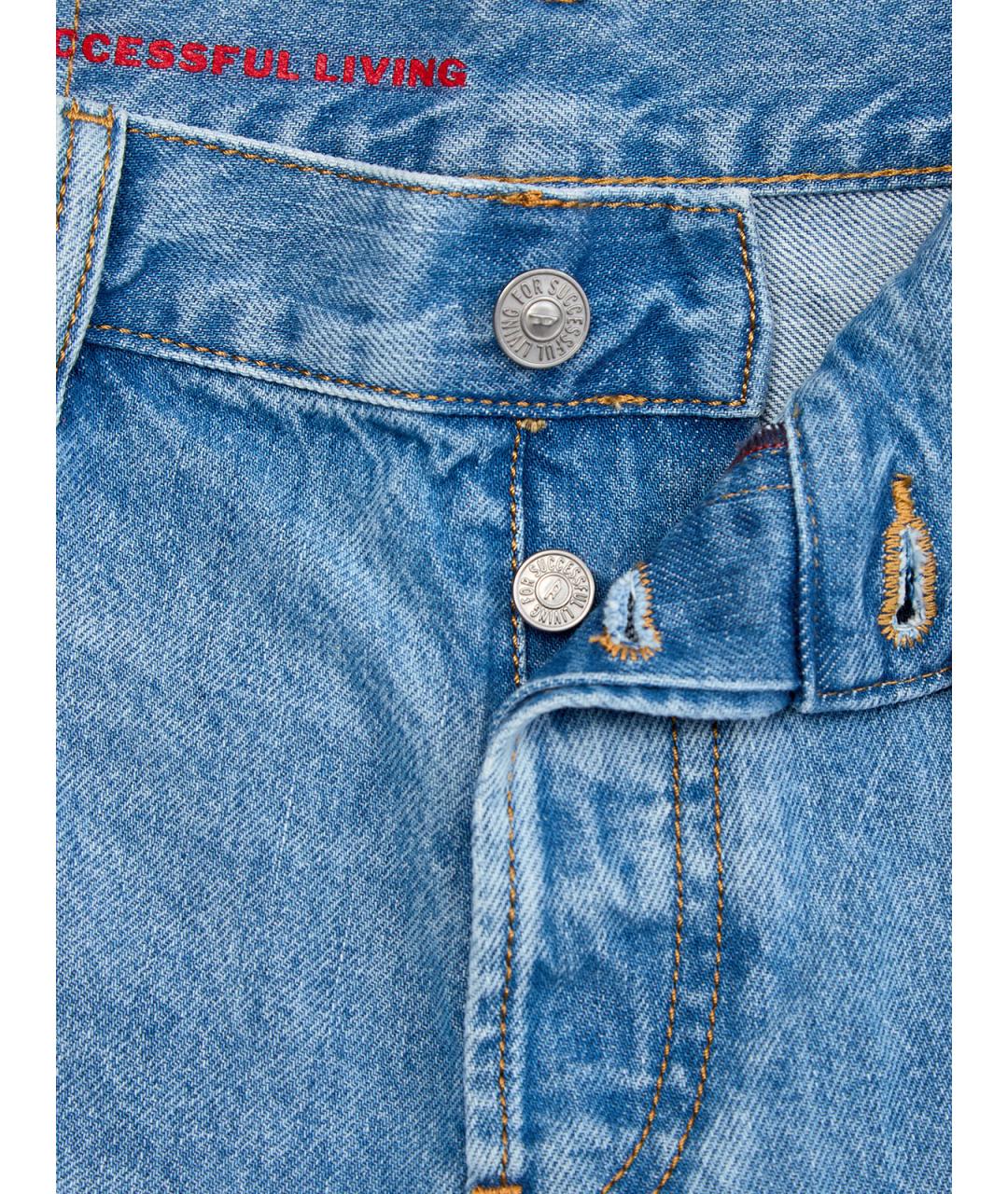 DIESEL Голубые хлопковые прямые джинсы, фото 6