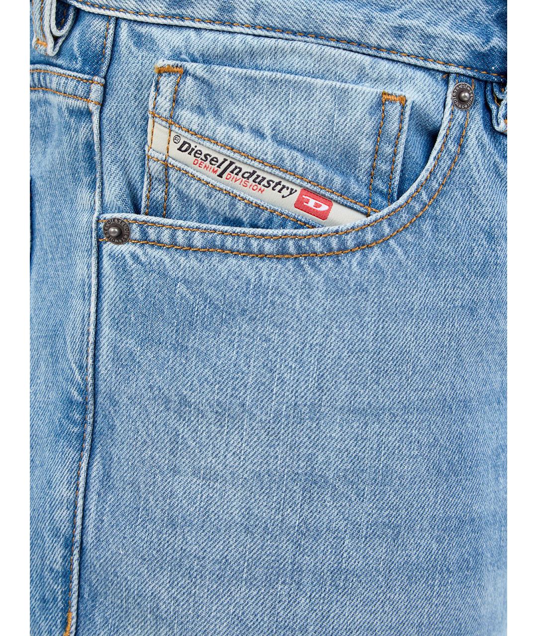 DIESEL Голубые хлопковые прямые джинсы, фото 5