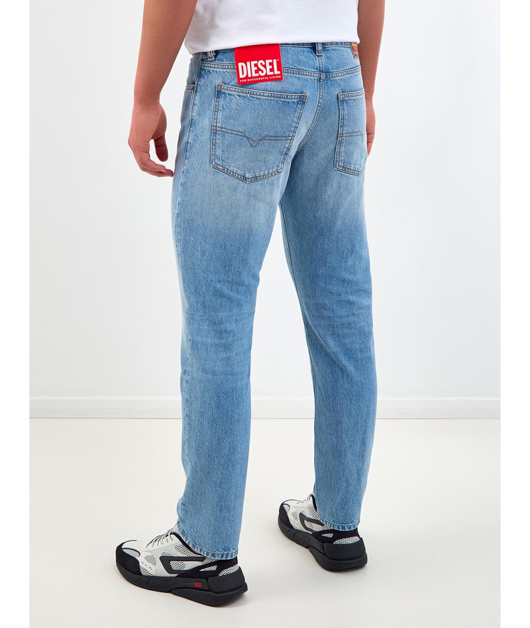 DIESEL Голубые хлопковые прямые джинсы, фото 4
