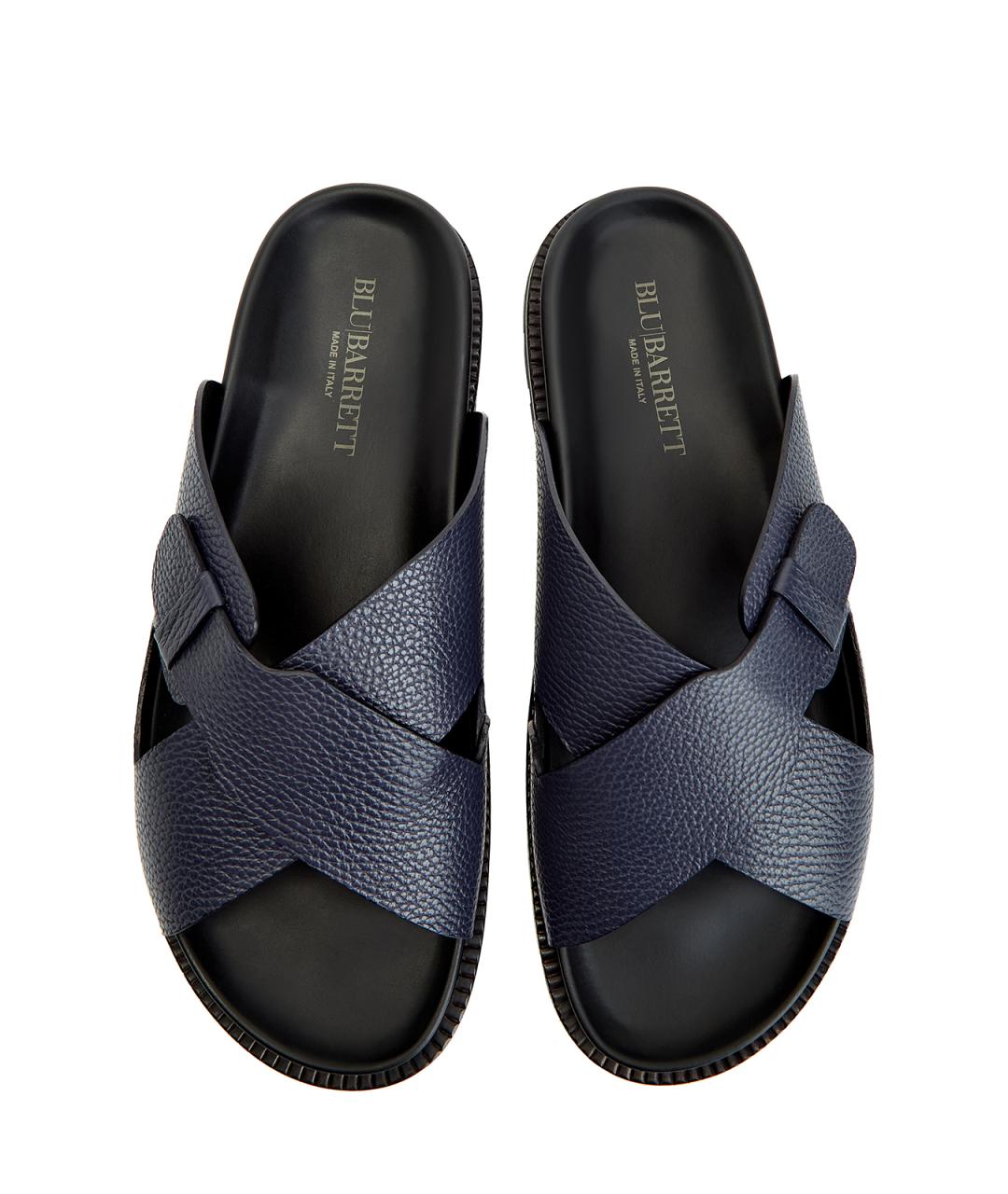 BARRETT Темно-синие кожаные шлепанцы, фото 5